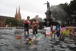 Great barrier reef destruction for coal protest, Sydney. Credit: Kate Ausburn, Flickr